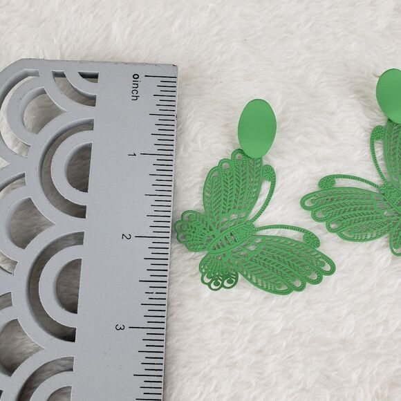 Butterfly Cutout Etched Drop Earrings - Picture 3 of 3